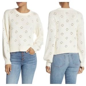 - Madewell Floral Pointelle Pullover Sweater in Cream Size L $98 K7104